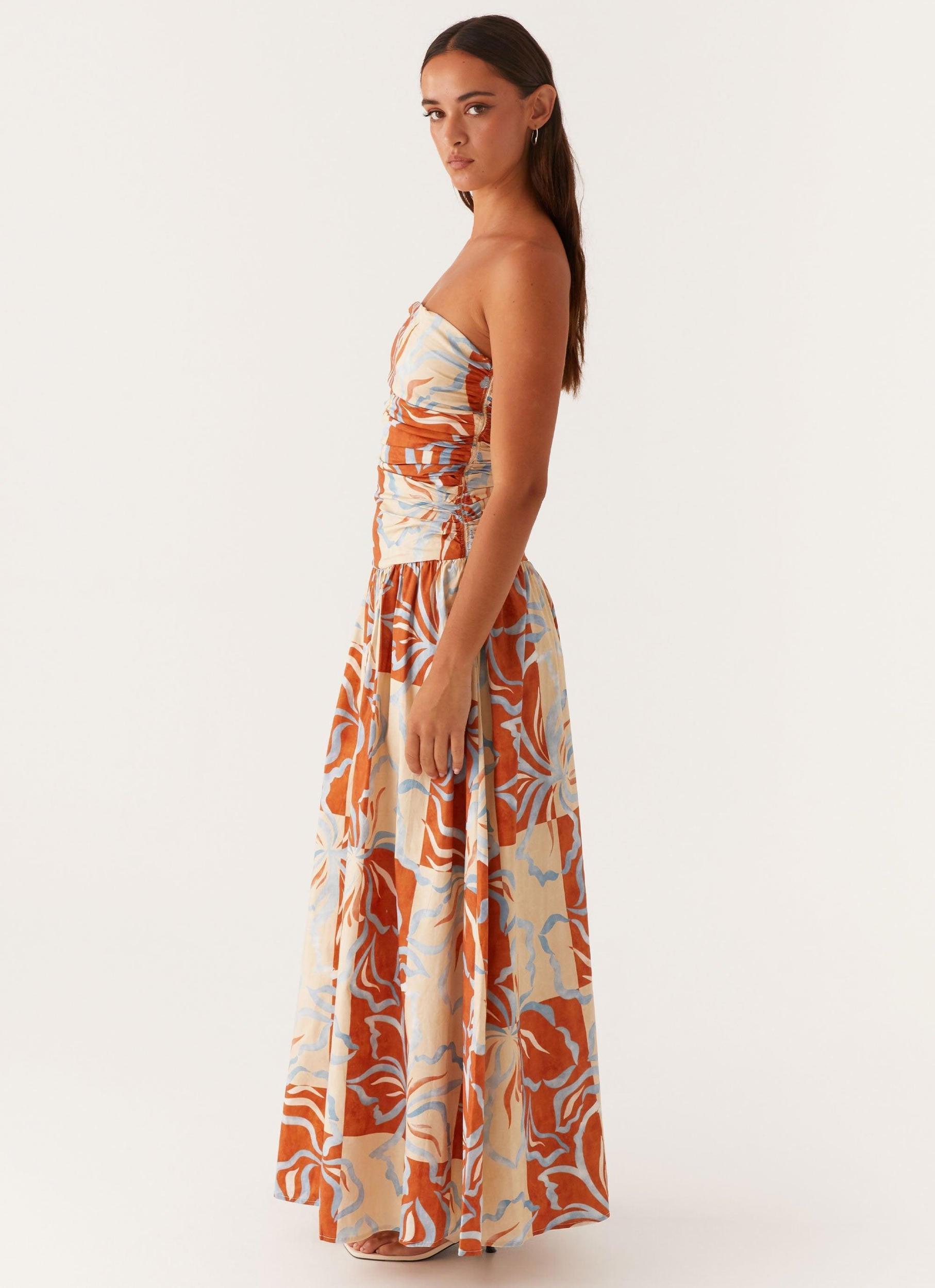 Carmel Maxi Dress - Orange Blue Floral Product Image