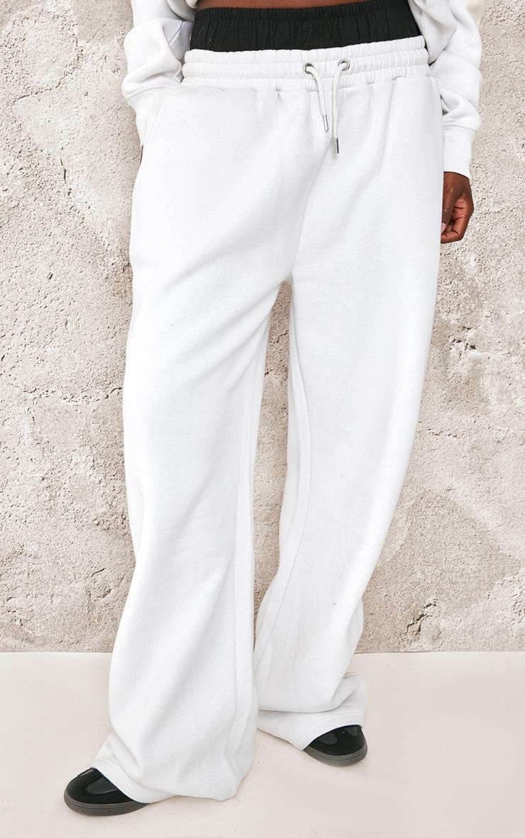 Tall White Double Waistband Wide Leg Sweatpant Product Image