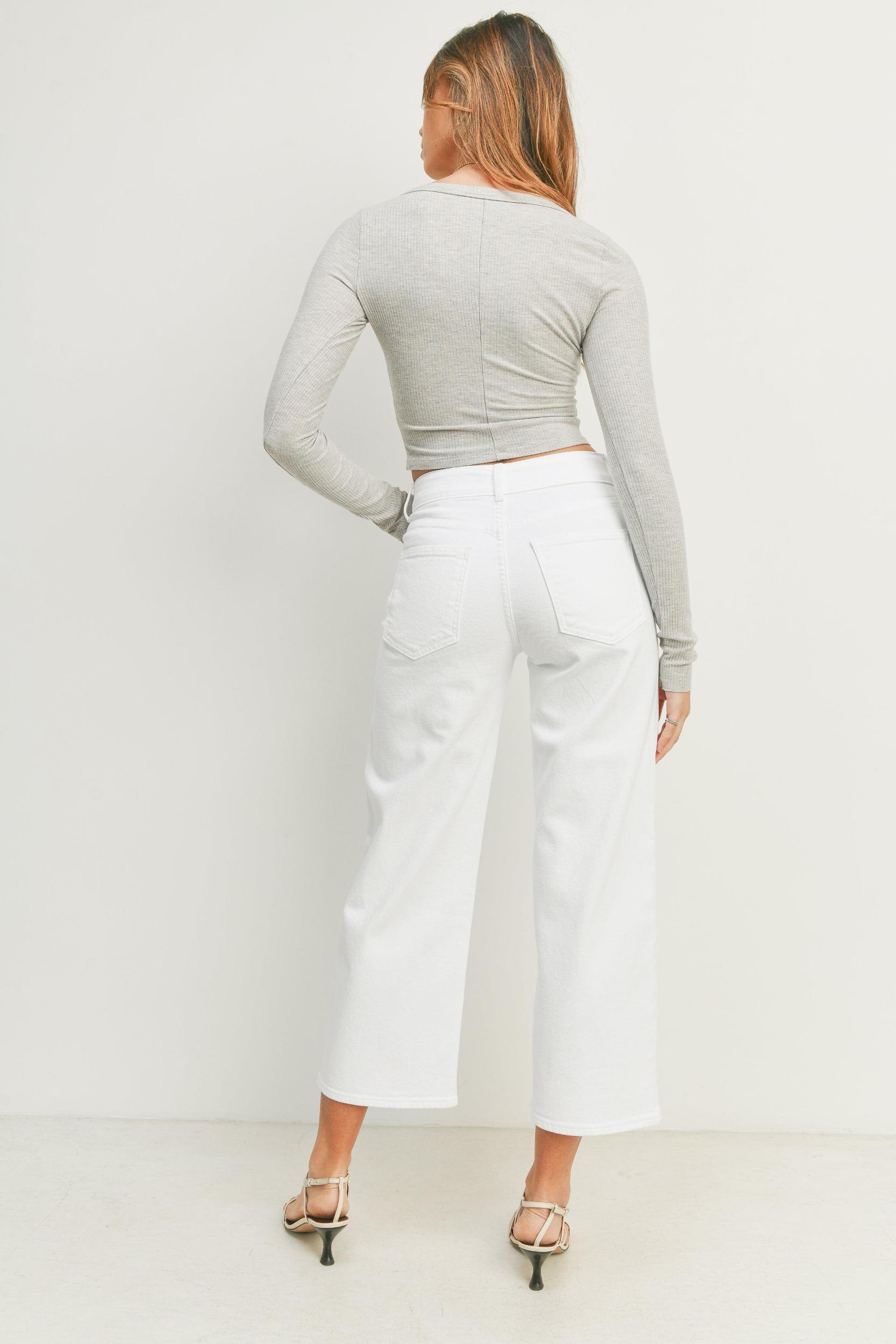 FINAL SALE Tiffany High Rise Wide Leg Jeans | White Product Image