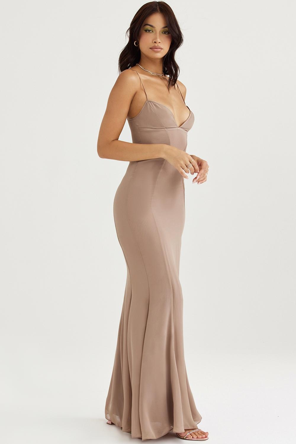Loren Latte Corset Maxi Dress Product Image