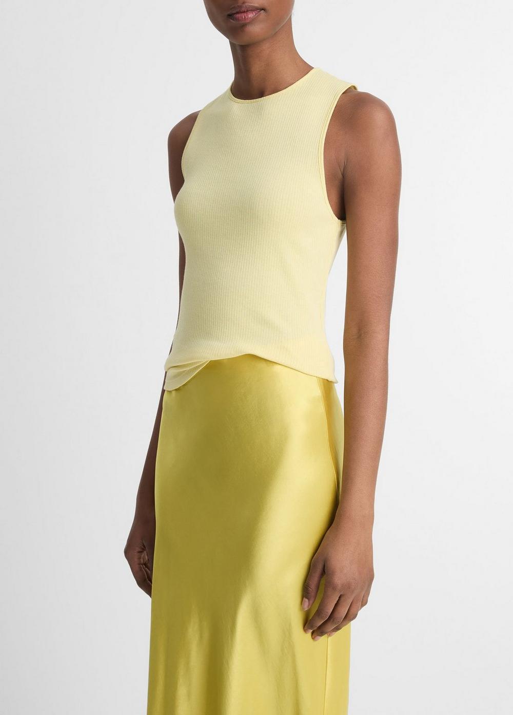 Womens Ribbed Pima Cotton Shell, Citrines, Size M Vince Product Image