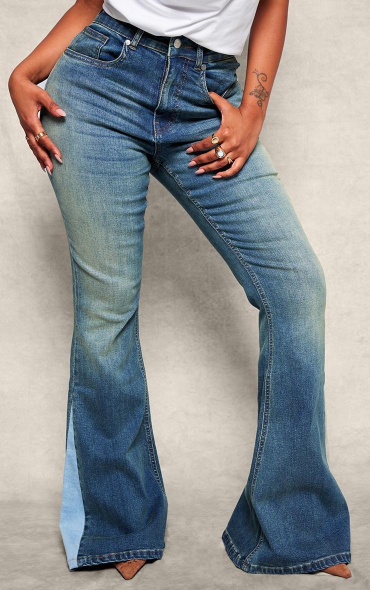 Shape Light Blue Stretch Denim High Waist Extreme Flare Jeans Product Image