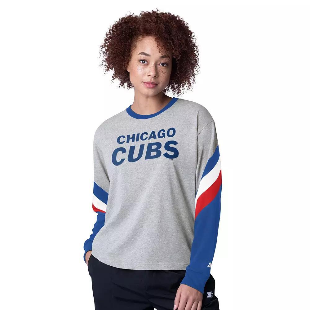 Women's Starter Heather Gray St. Louis Cardinals Triple A Fashion Color Block Long Sleeve Top, Size: Large, Grey Product Image