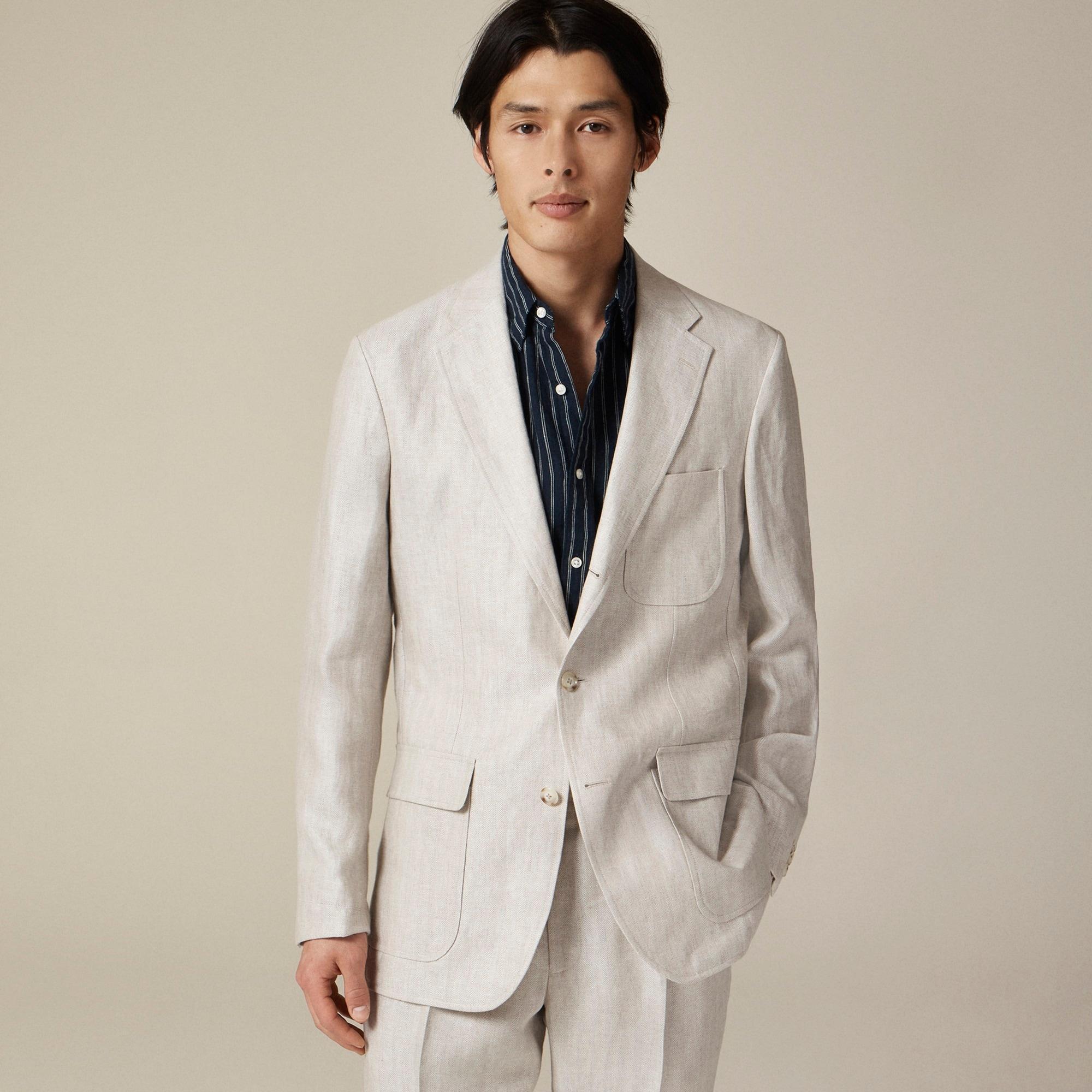 Crosby Classic-fit suit jacket in linen herringbone Product Image