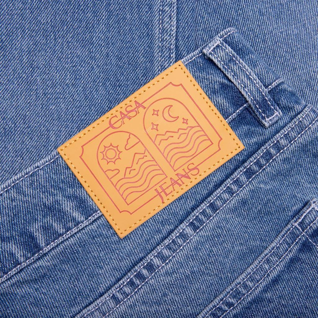 Stone Wash Denim Embroidered Motif Jean - Stone Wash Male Product Image