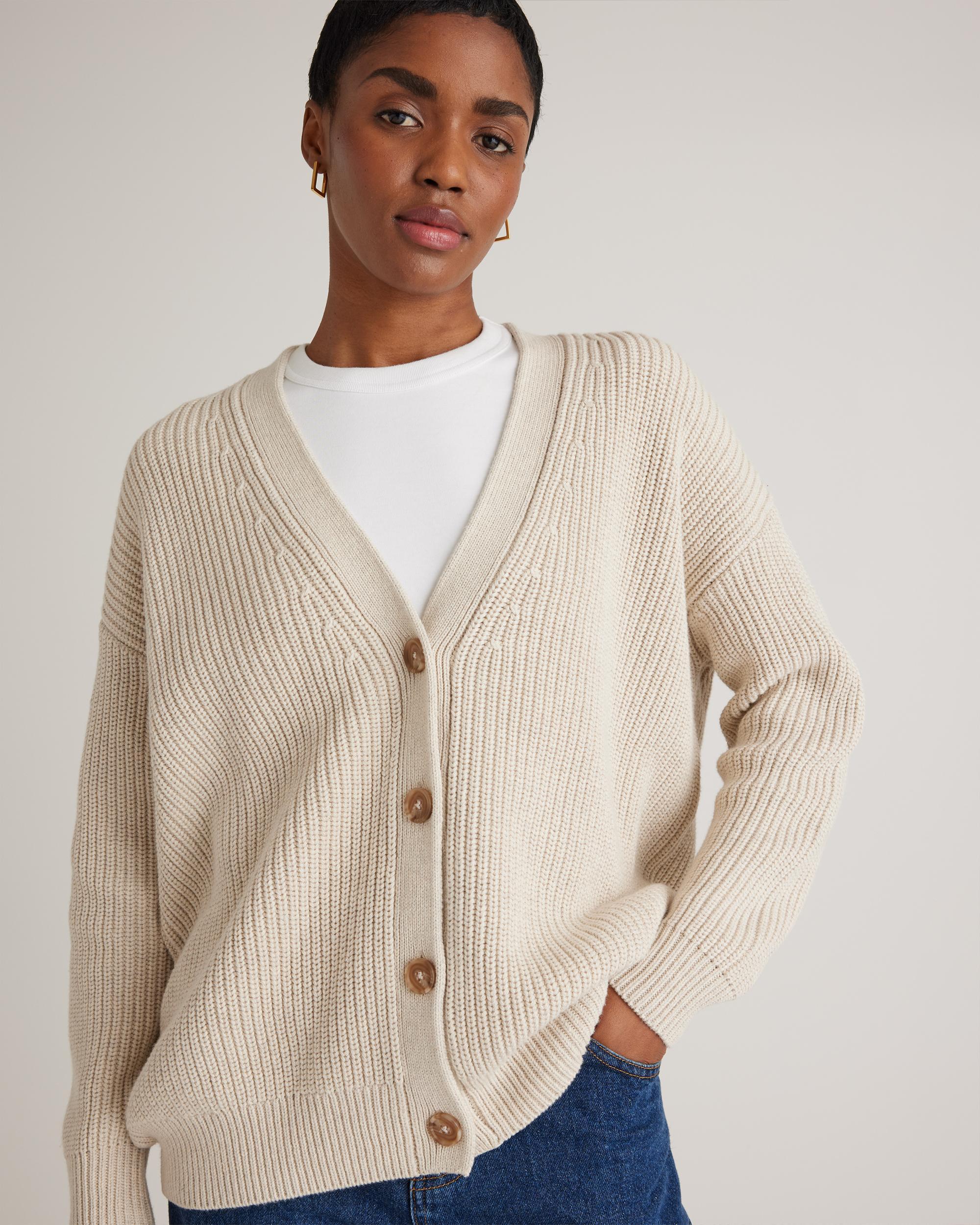 Quince | Women's OverSized Boyfriend Cardigan Sweater Size XL, Organic Cotton Product Image