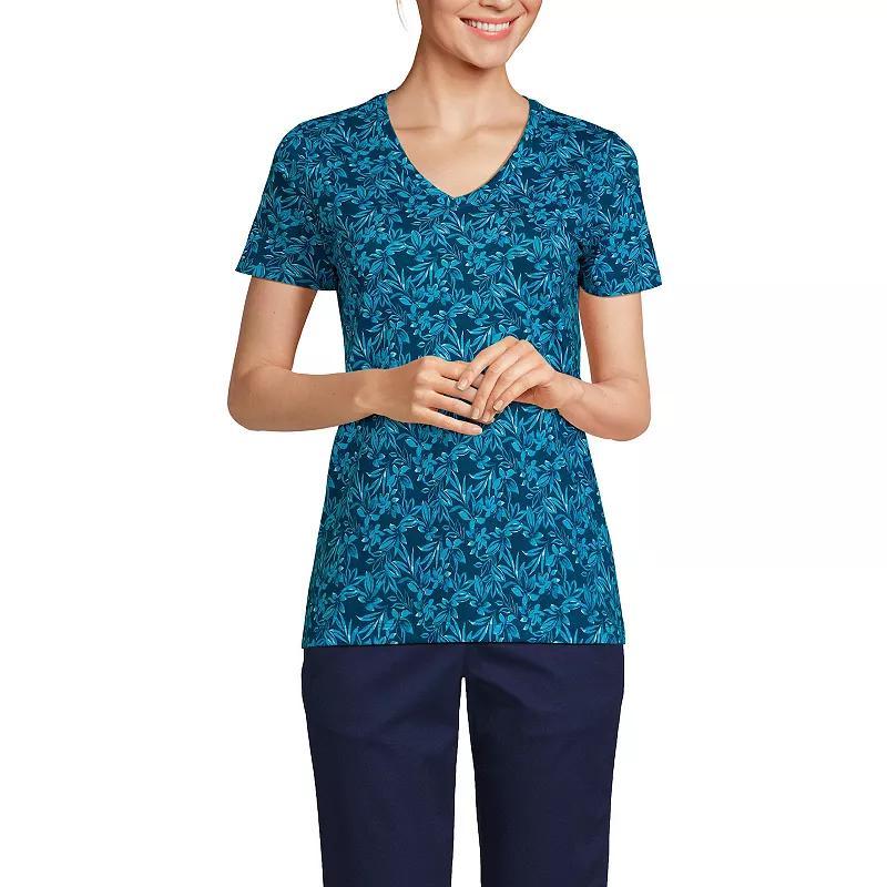 Women's Lands' End Relaxed-Fit Supima Cotton V-Neck Tee, Size: Small, Soft  Blue Product Image