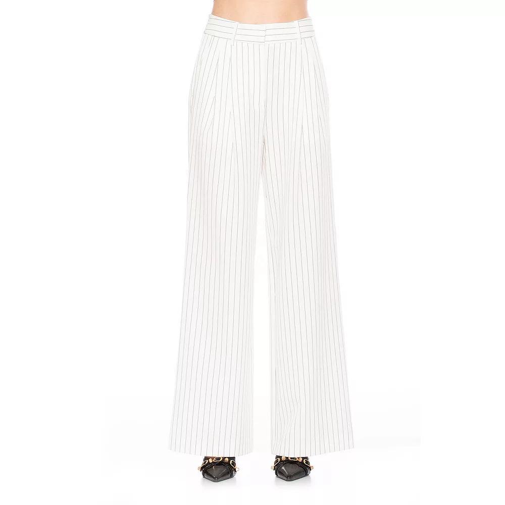 Women's ALEXIA ADMOR Elodie Belted Front Zip Wide Leg Pant, Size: 14, Beige Stripe Product Image