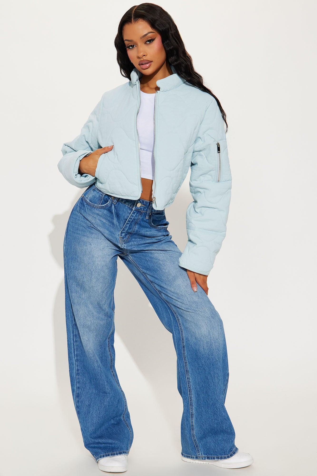 Chloe Quilted Lightweight Puffer Jacket - Light Blue Product Image