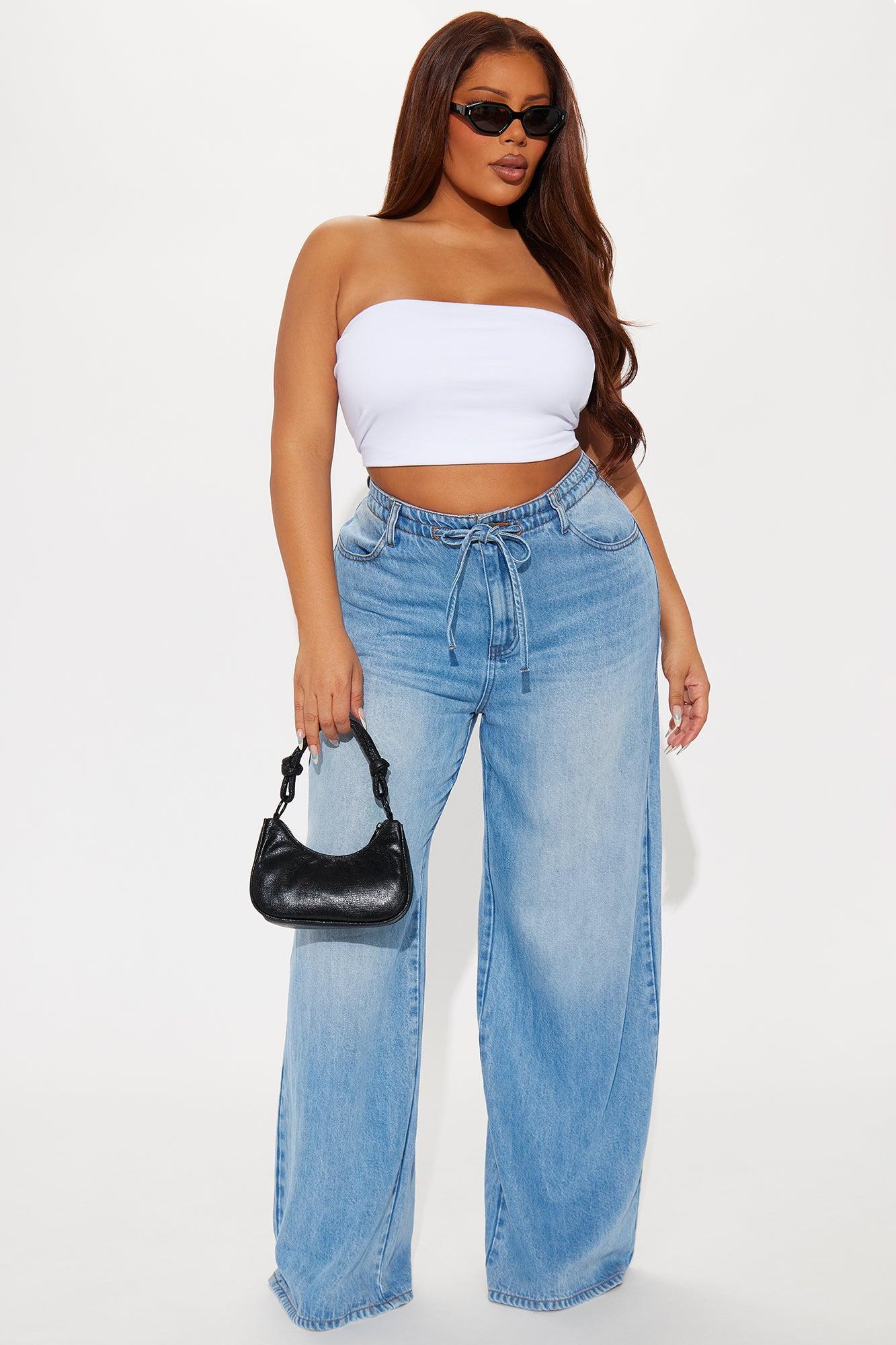 Beachfront Drapey Wide Leg Jeans - Vintage Wash Product Image