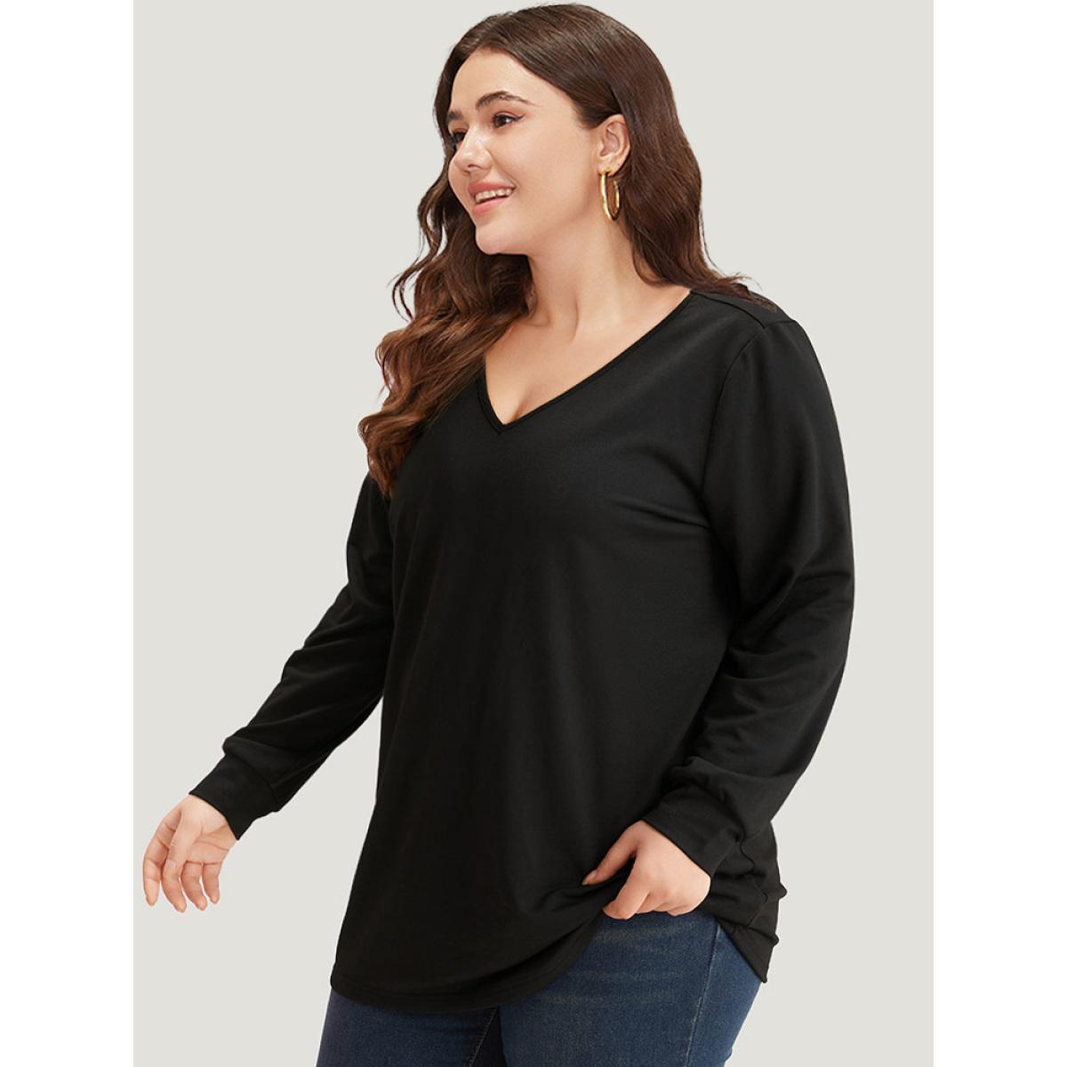 Plus Size Leopard Print V Neck Back Crisscross Sweatshirt Women Black Casual Patchwork V-neck Dailywear Sweatshirts BloomChic 22-24/3X Product Image