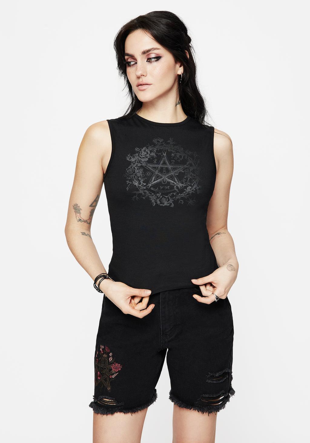 Encore Cotton Thorn and Rose Printed Sleeveless Top Product Image
