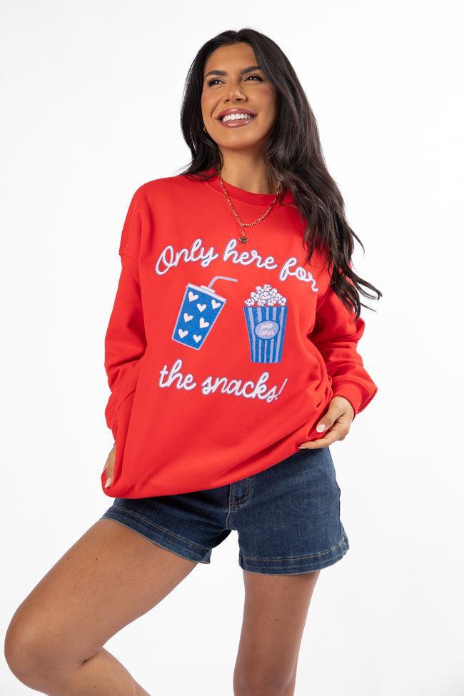 Only Here For The Snacks Red Graphic Sweatshirt Product Image