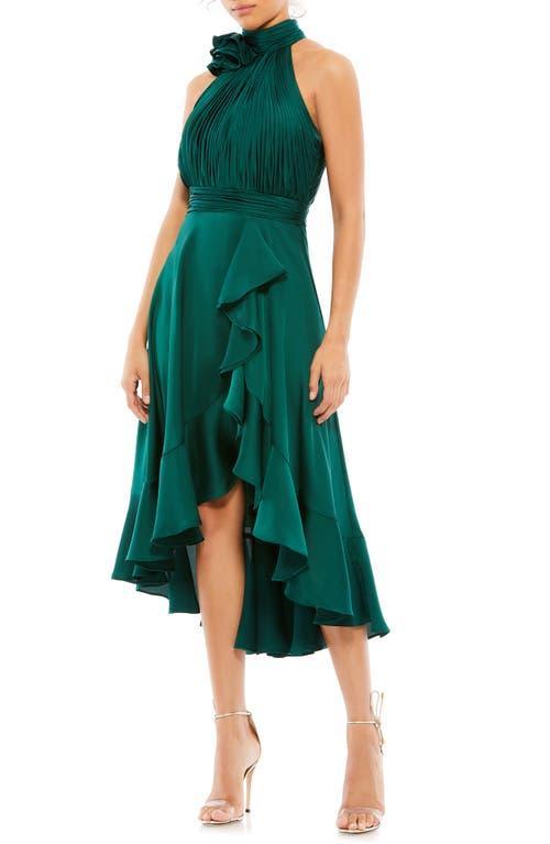 Mac Duggal Halter Mock Neck Sleeveless Ruffle High-Low A Product Image