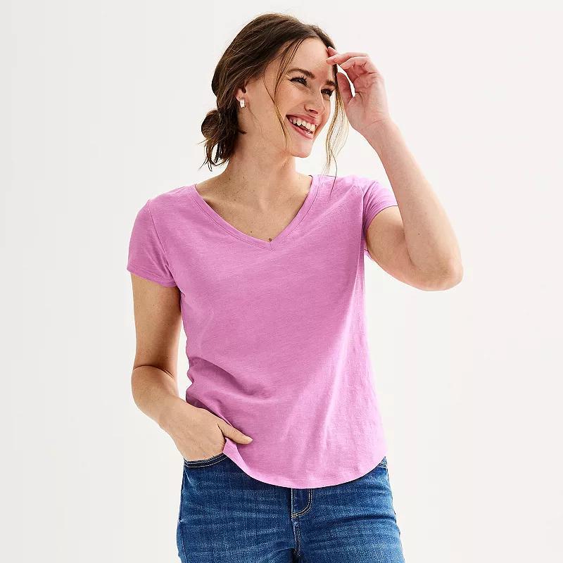 Women's Sonoma Goods For Life® Everyday Short Sleeve V-Neck Tee, Size: Medium, Brown Freeze Product Image