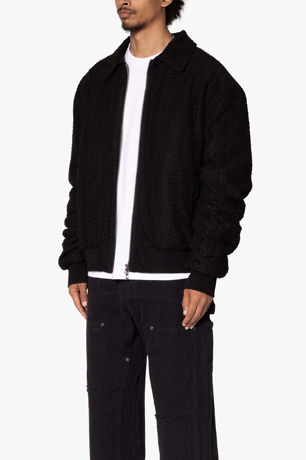 Crochet Bomber Jacket - Black Product Image