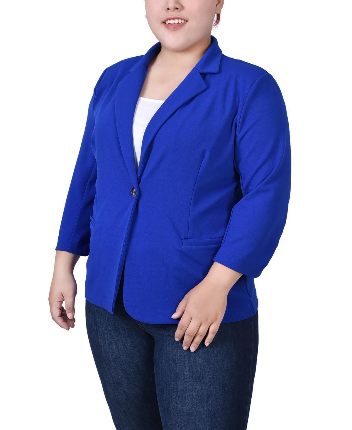 Ny Collection Plus Size 3/4 Sleeve Scuba Crepe Blazer Product Image