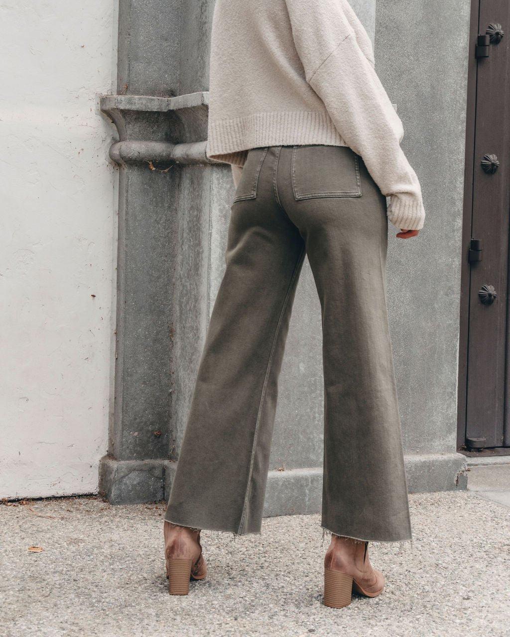 Olive Straight Wide Leg Pants Product Image