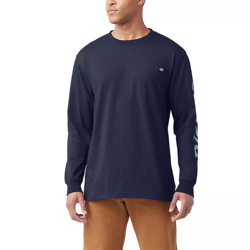Men's Dickies Wordmark Graphic Long Sleeve Tee, Size: Small, Black Iris Product Image