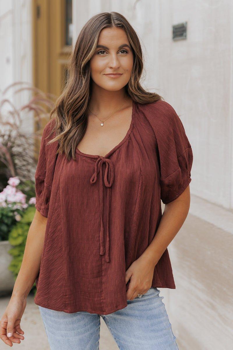 Wine Textured Boho Blouse - FINAL SALE Product Image