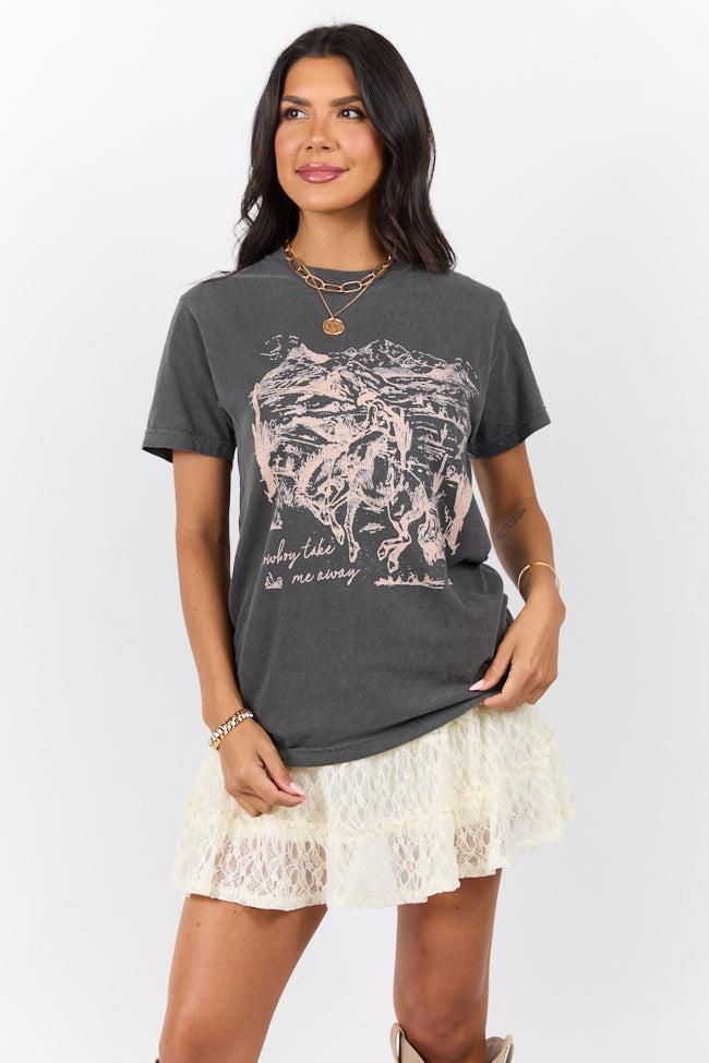 Cowboy Take Me Away Dark Grey Graphic Tee Product Image