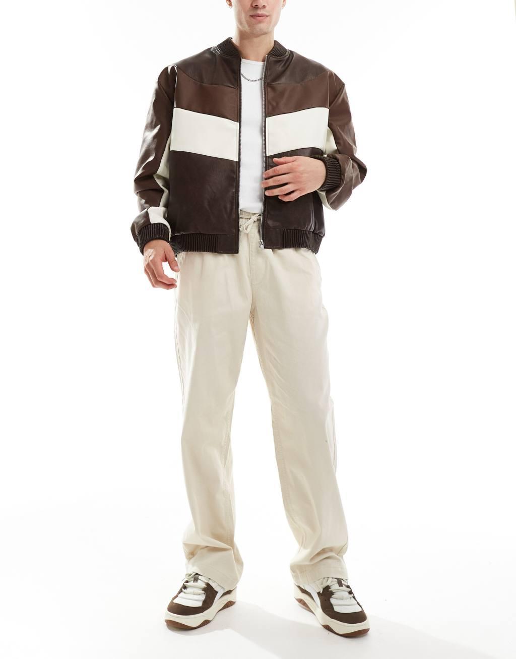 ADPT wide fit drawstring chinos in beige Product Image