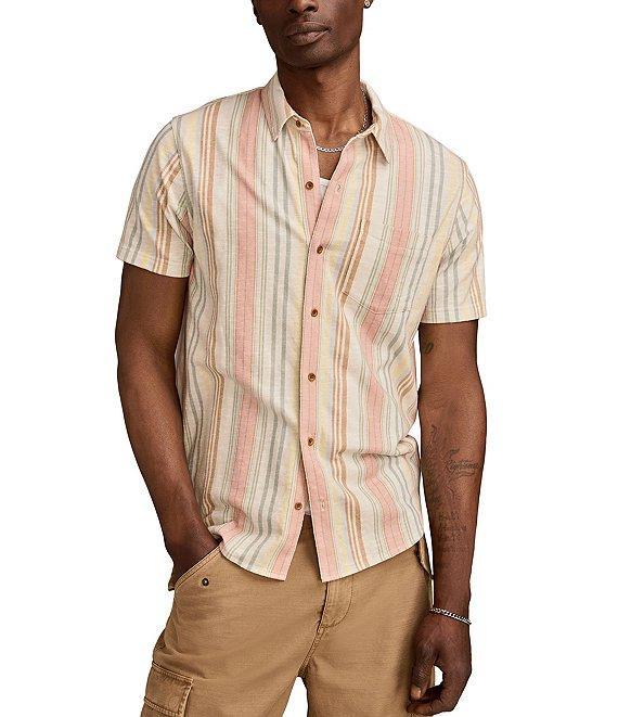 Lucky Brand Ombre Stripe Short Sleeve Linen Shirt Product Image