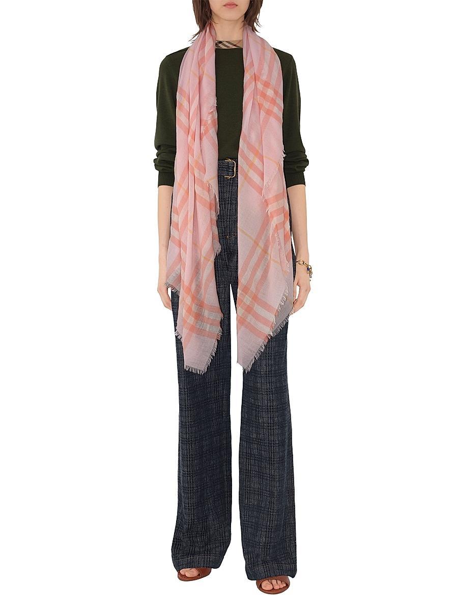 Womens Check Wool Scarf Product Image