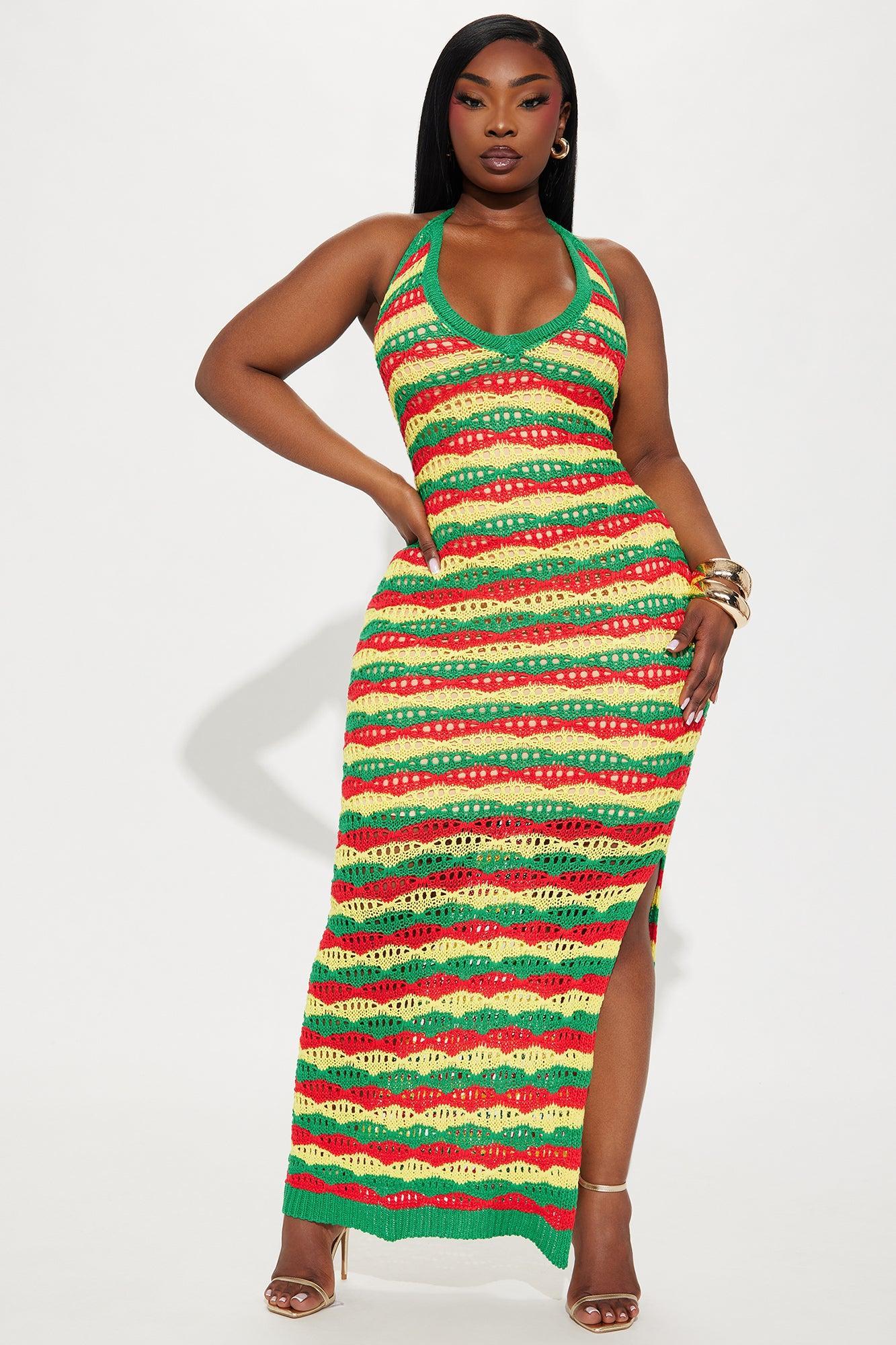 Bella Crochet Maxi Dress - Green/combo Product Image