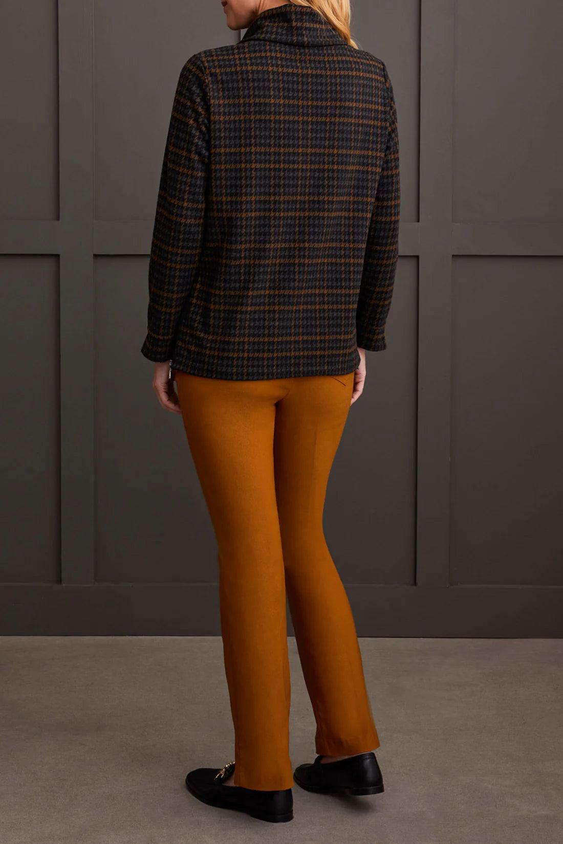 Cowl Neck Top w./Zipper Accent- Walnut Product Image