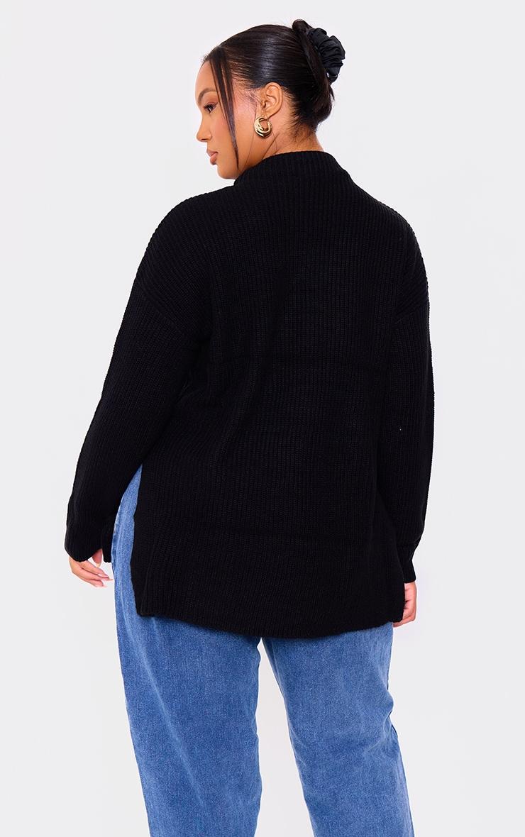 Plus Black High Neck Oversized Sweater Product Image