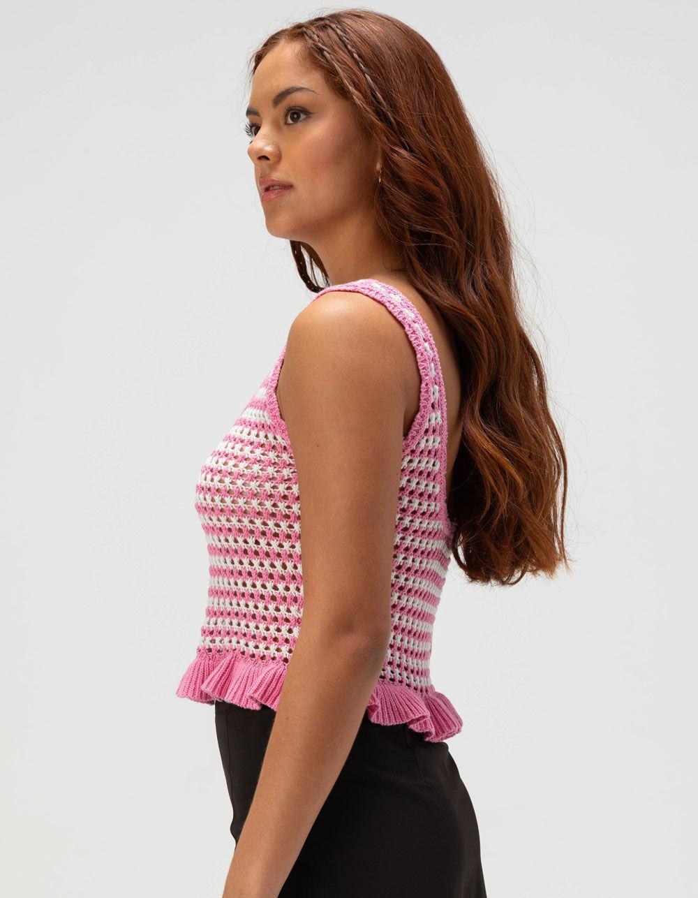 FULL TILT Stripe Peplum Womens Cami - RED Product Image