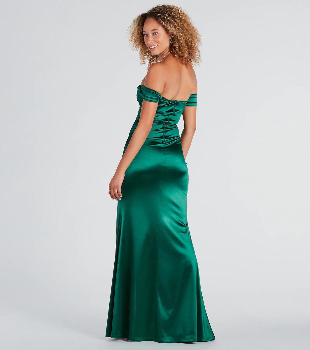 Albi Formal Satin Pleated Mermaid Long Dress Product Image