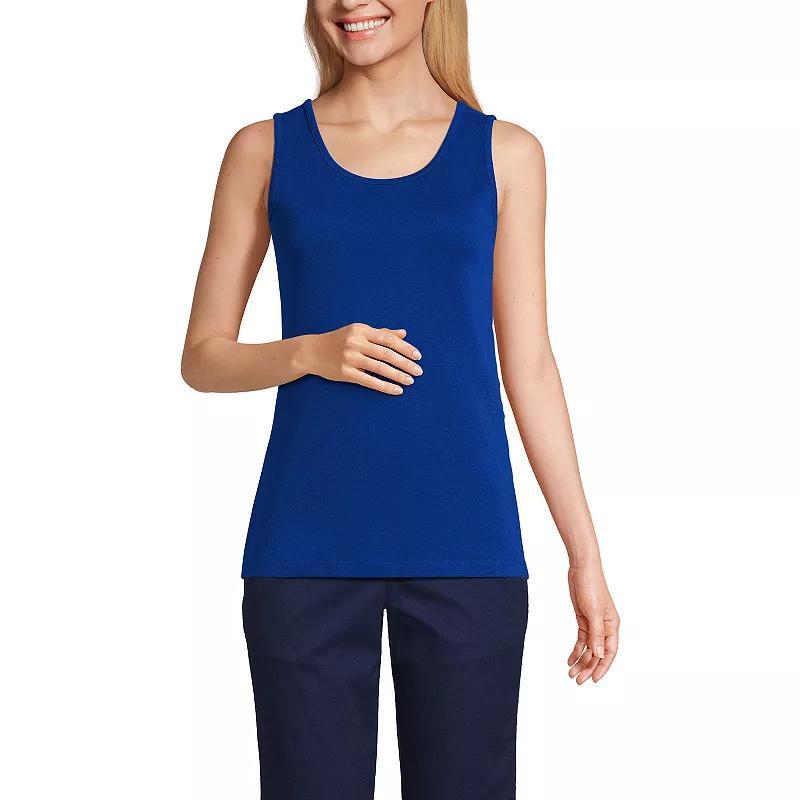 Women's Lands' End Cotton Tank Top, Size: XS, Green Graphic Floral Product Image