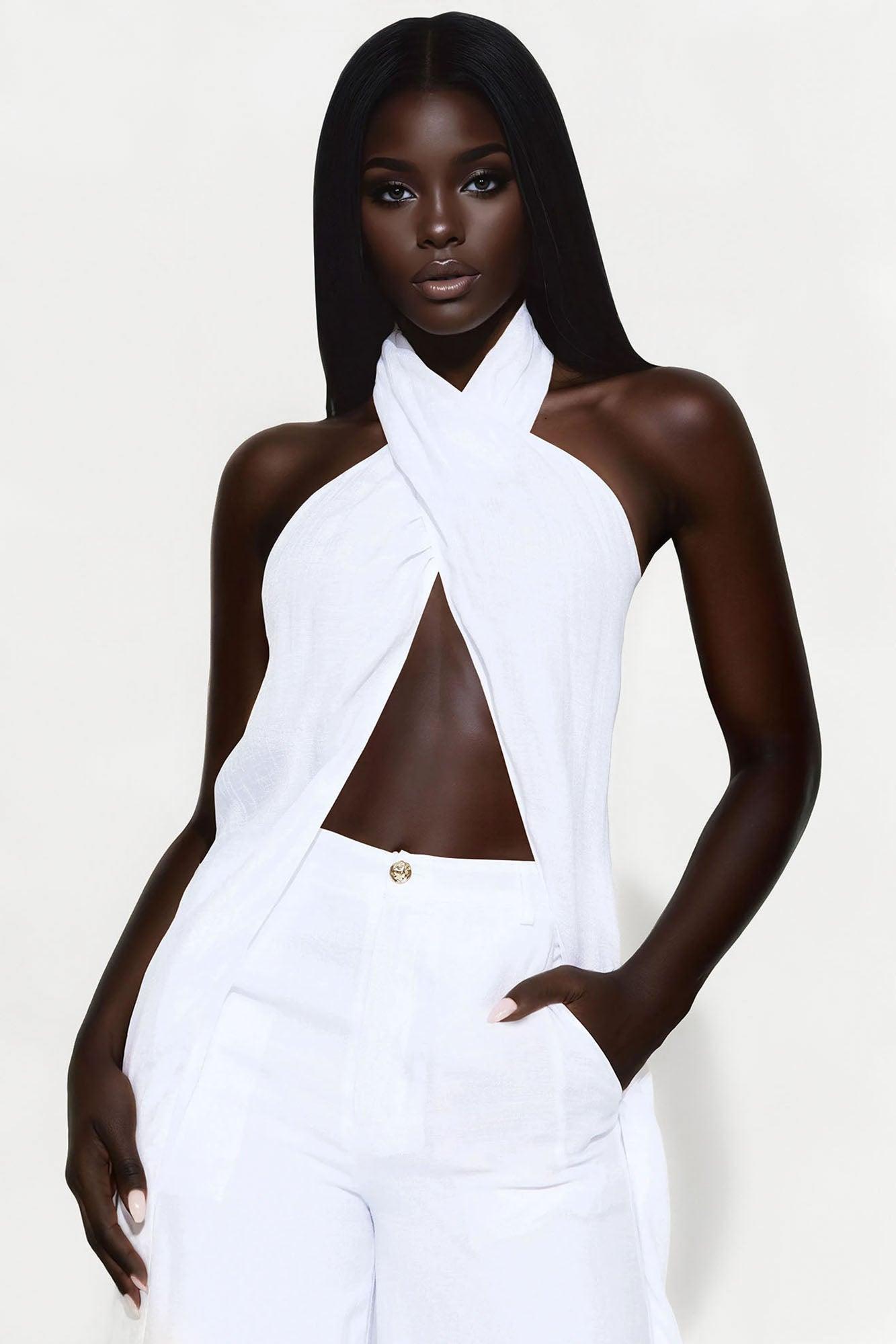 Angelic Vibes Linen Pant Set - White Product Image