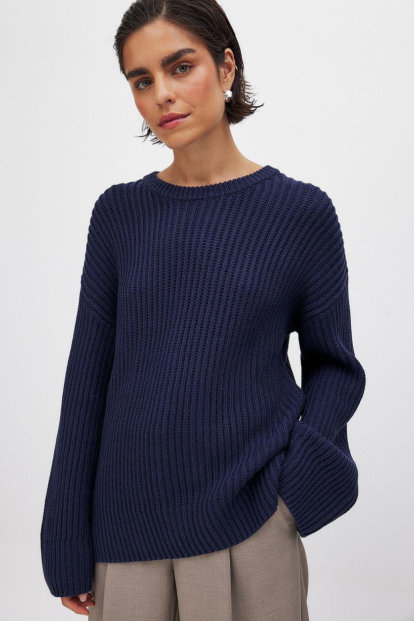 Round Neck Knitted Sweater Product Image