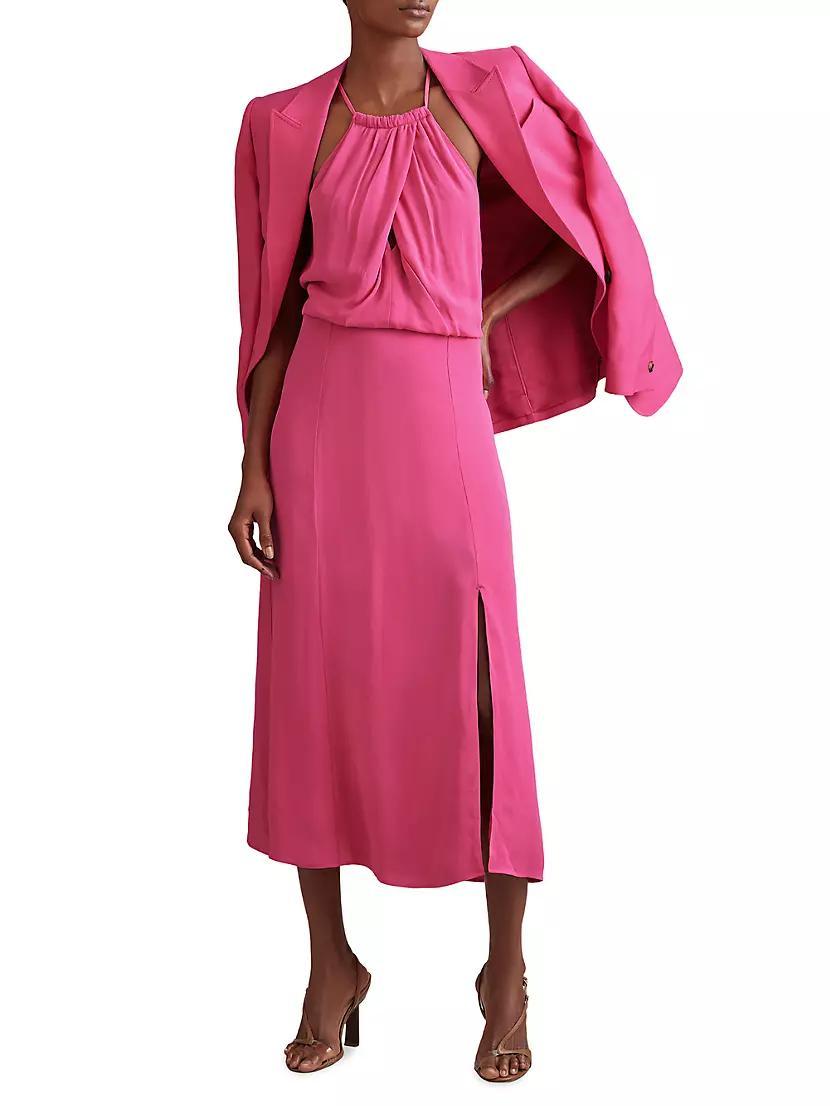 Elliana Draped Halter Midi-Dress Product Image