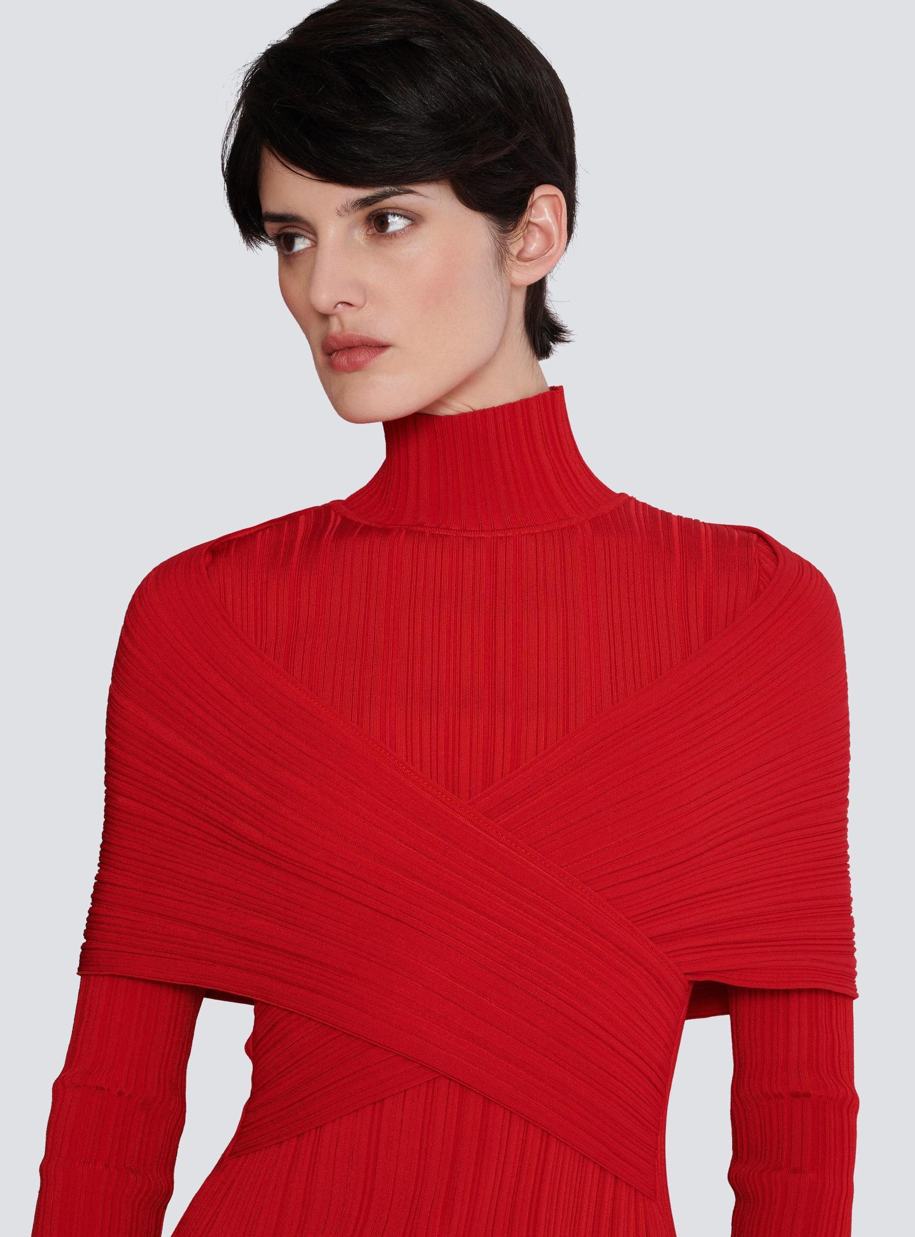 Long pleated knit dress Product Image