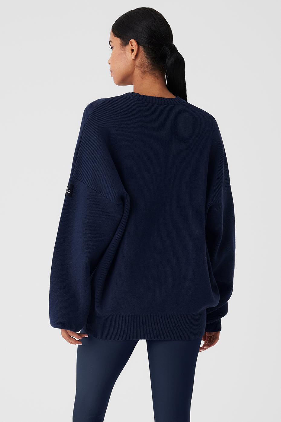 Scholar Crew Neck Sweater - Navy Male Product Image