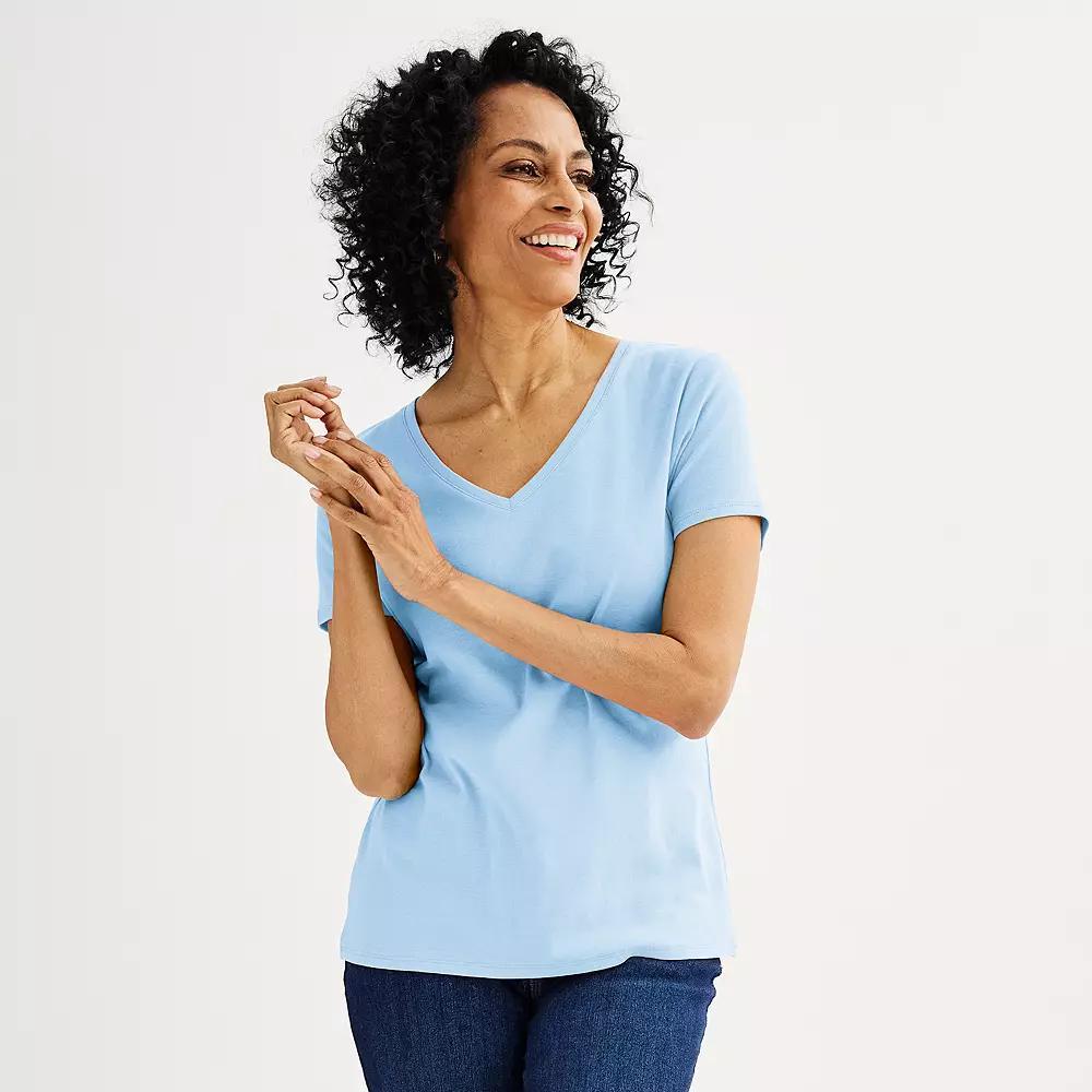 Women's Croft & Barrow® Essential V-Neck Tee, Size: Small, Clear Peri Product Image