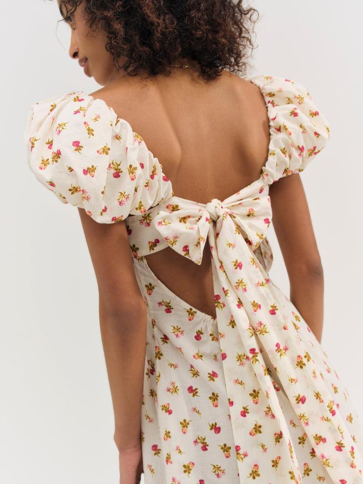 Adahlia Floral Midi Dress — Ivory Product Image