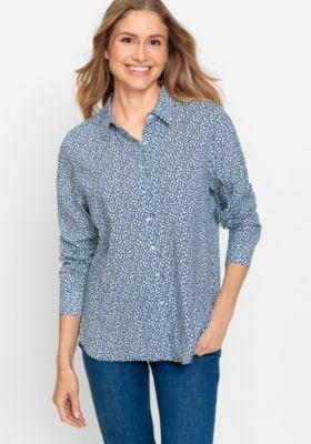 Olsen Womens Cotton Viscose Printed Long Sleeve Shirt Product Image