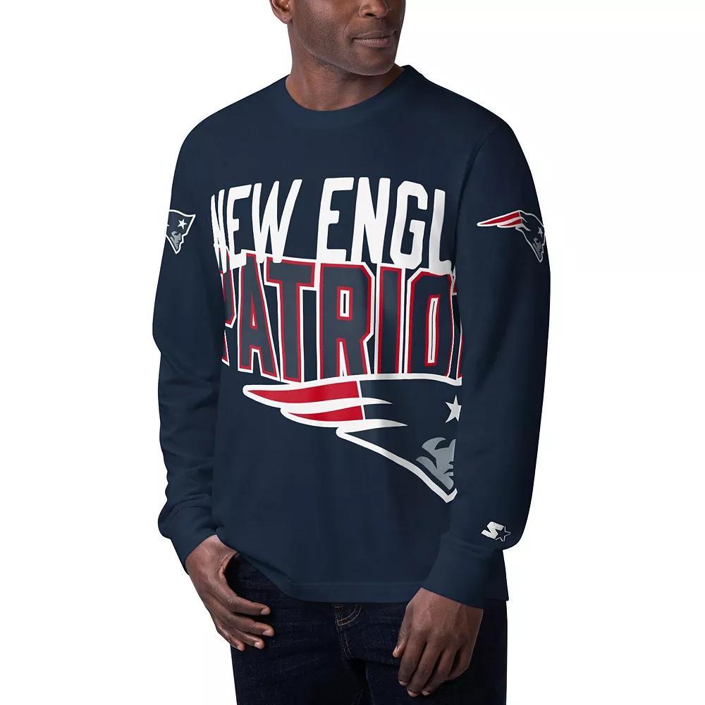 Men's Starter Navy New England Patriots Clutch Hit Long Sleeve T-Shirt, Size: Large, Blue Product Image