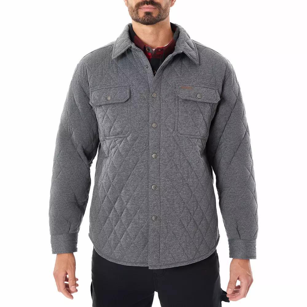 Big & Tall Smith's Workwear Diamond Quilted Knit Shirt-Jacket, Men's, Size: 3XB, Grey Heather Product Image
