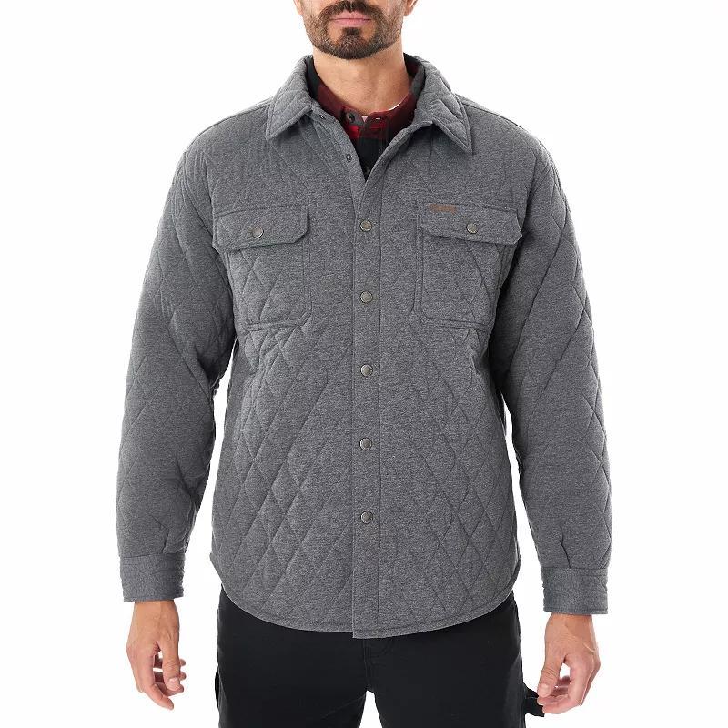 Big & Tall Smith's Workwear Diamond Quilted Knit Shirt-Jacket, Men's, Size: 3XB, Grey Heather Product Image