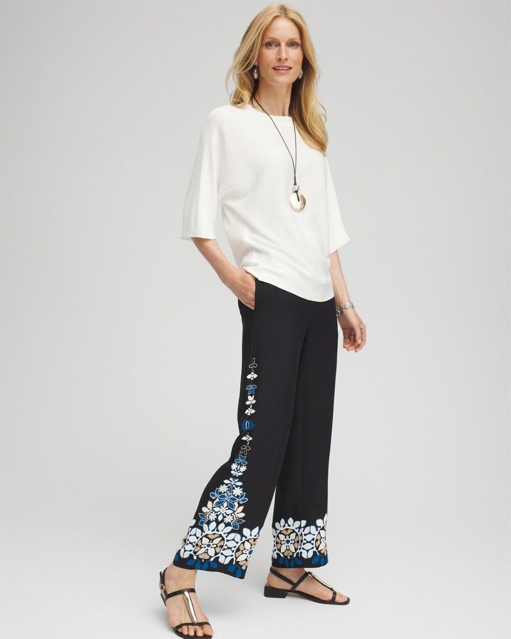 Embroidered Leaves Poncho Product Image