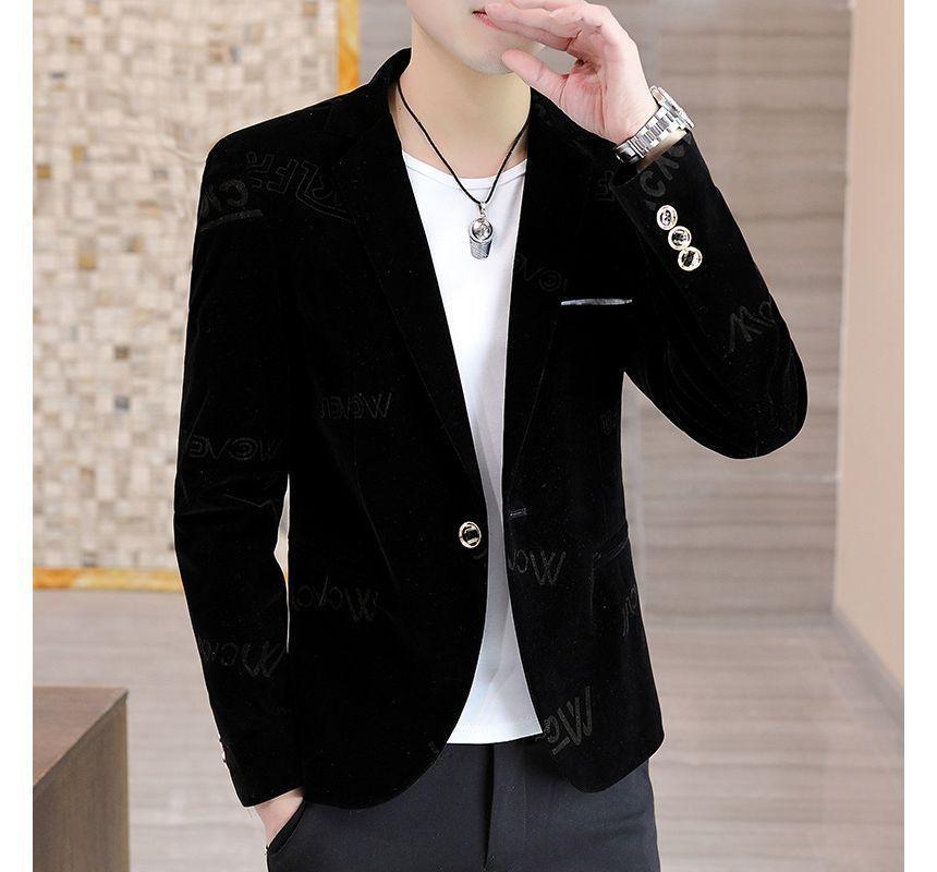 Long Sleeve Single-Button Plain Blazer Product Image