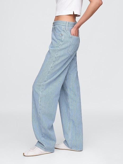 High Rise UltraSoft Denim Stripe Barrel Jeans Product Image