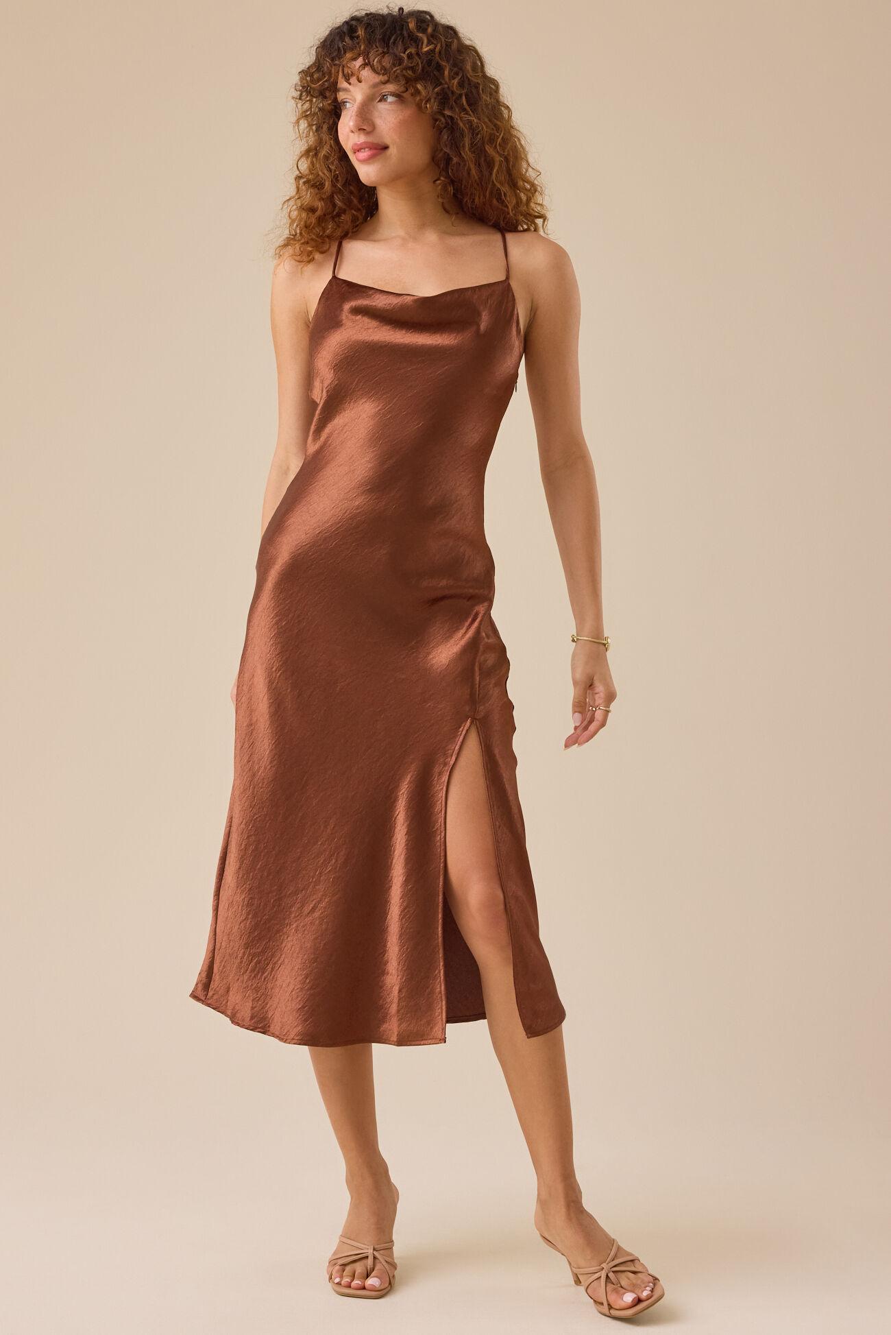 Andrea Satin Maxi Dress Product Image