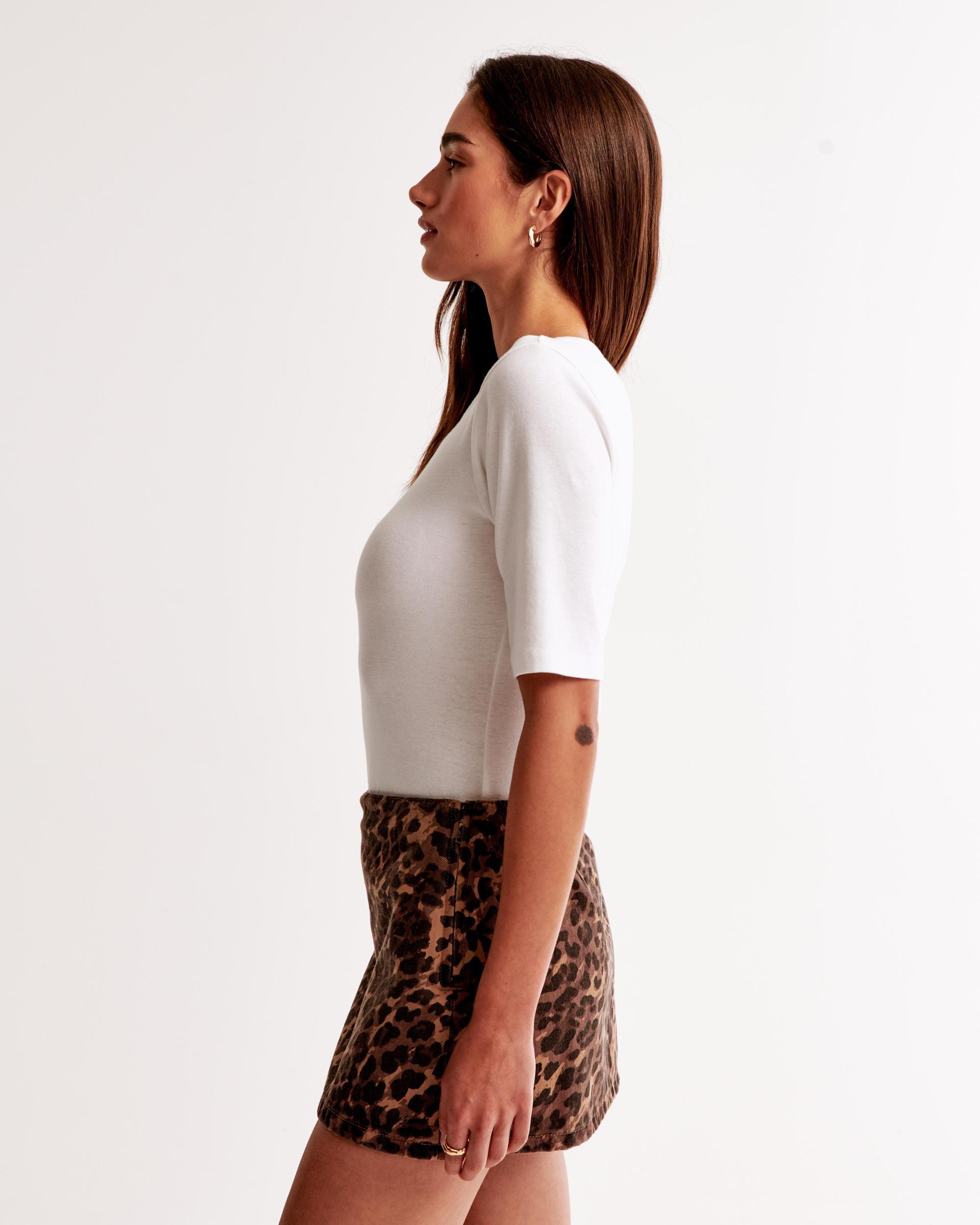 Mid Rise Denim Mini Skort Product Image